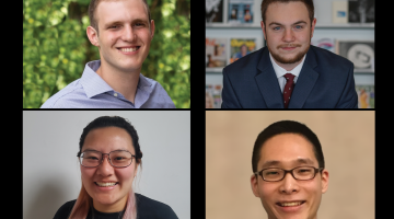 Students participating in MIT Quest for Intelligence-funded UROP projects include: (clockwise from top left) Alon Kosowsky-Sachs, Isaac Wolverton, Kuan Wei Huang, and Karen Gu.Photo collage: Samantha Smiley
