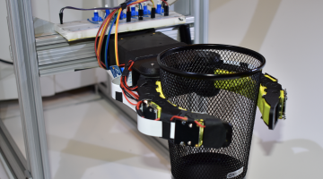 Professor Ted Adelson's team created a soft robotic finger that uses embedded cameras and deep learning to enable high-resolution tactile sensing and “proprioception” (awareness of positions and movements of the body). Photo courtesy of th...