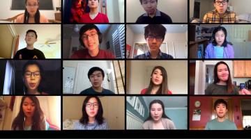 Syncopasian, MIT’s premier East Asian a cappella group, creatively produced a Zoom-themed music video to the song “Boy With Luv” by BTS (featuring Halsey) to stay connected and positive during quarantine.Image courtesy of MIT Syncopasian.