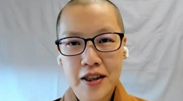 The Venerable Miao Guang speaks at an MIT community virtual meeting.