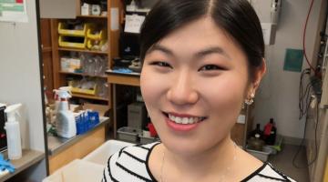 Graduate student Linda Zhong works in Professor Anthony Sinskey’s biology lab on an answer for plastic pollution. Photo courtesy of Linda Zhong.