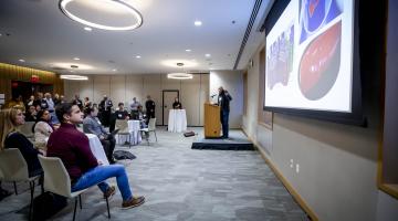 Researchers present at the MIT-Takeda launch event earlier this year.