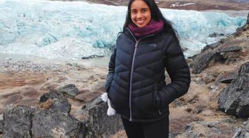 EAPS graduate student Meghana Ranganathan studies glaciers to better calibrate climate models.Photo courtesy of Meghana Ranganathan.