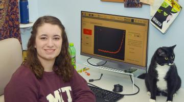 From her home in Alabama, MIT sophomore Lauryn Kortman focuses on the analytical aspects of her fusion magnet research.Photo: Jodi and Michael Kortman