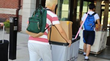 A family helps to move their student into Simmons Hall in August 2019.Photo courtesy of the Division of Student Life.